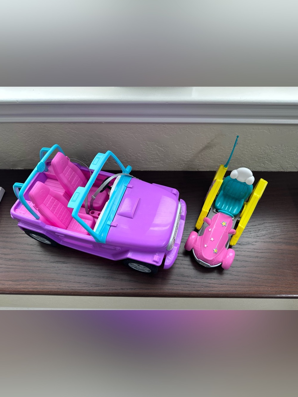 Barbie Vehicle Lot Purple Jeep + Stacie Racer Go-Kart